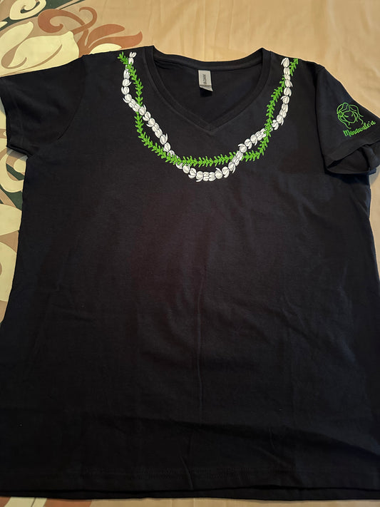 White Pikake and Green Pakalana Twisted Lei T-Shirt