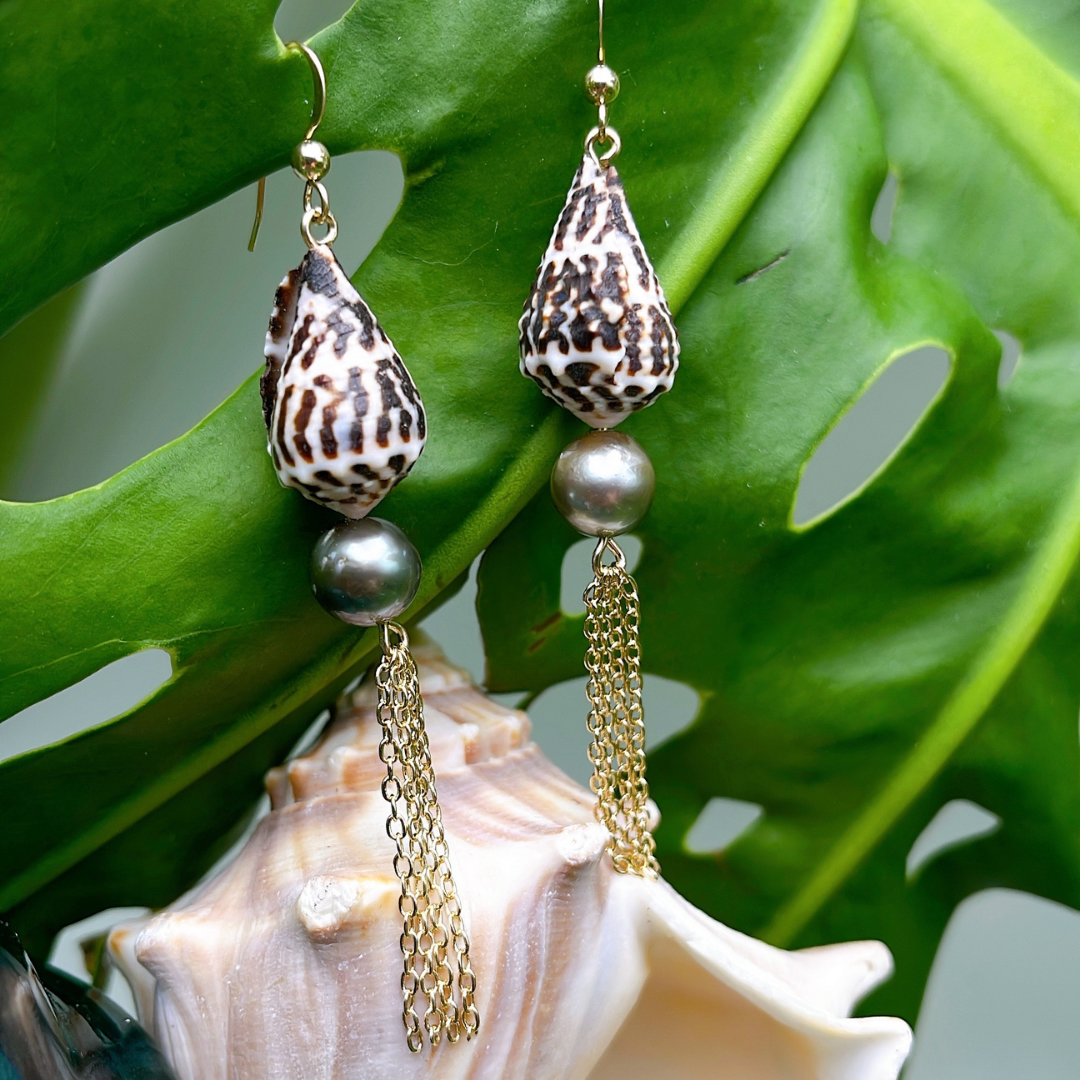 Hebrew Shells on 14K Gold Filled Fish Hook Ear Wires Adorned on Tahiti –  Manawale'a Creations